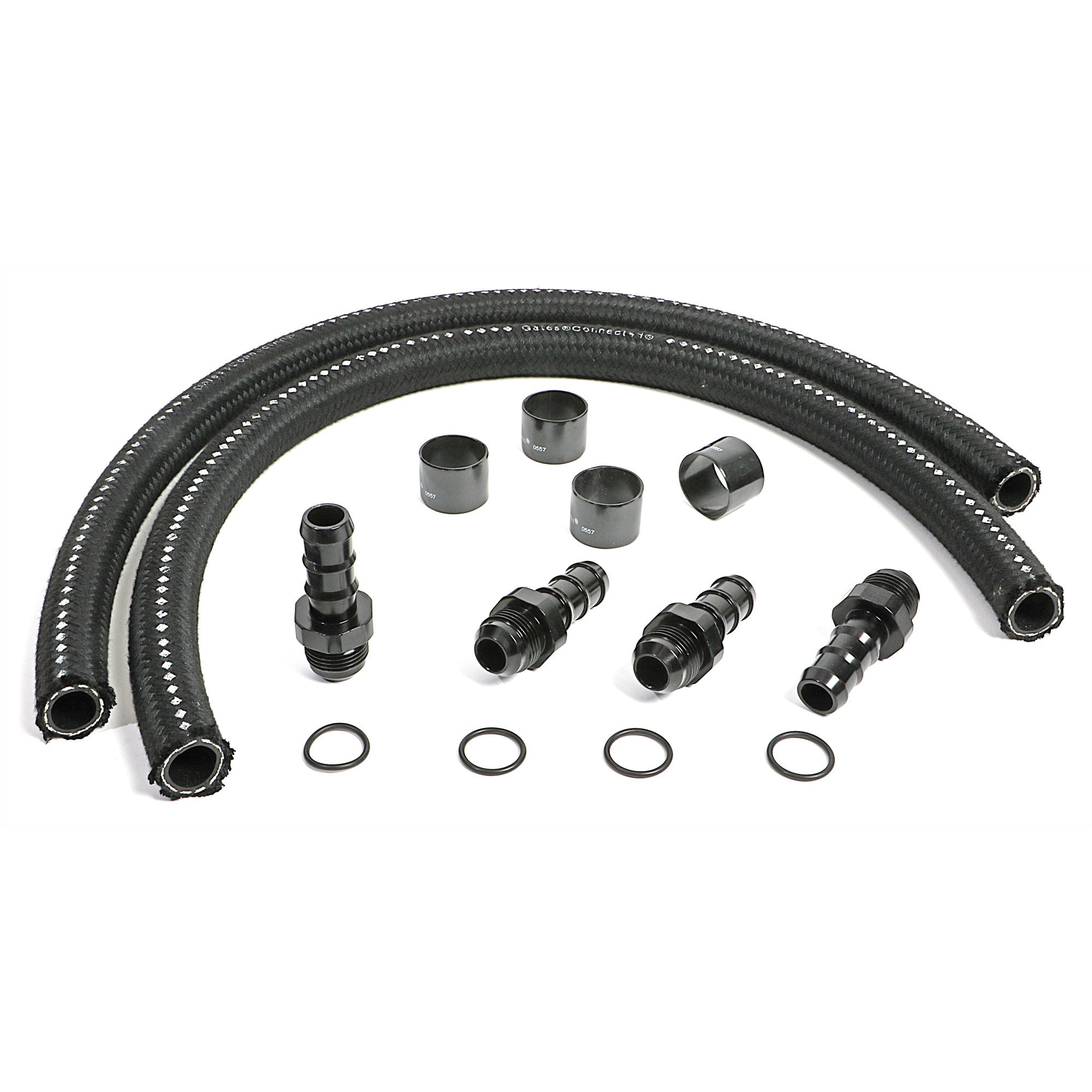 HAMBURGER'S PERFORMANCE PRODUCTS 30 IN. PREMIUM OIL LINES FOR HAMBURGER'S BILLET OIL FILTRATION KITS; 3/4 IN. I.D. HOSE; -12AN FITTINGS