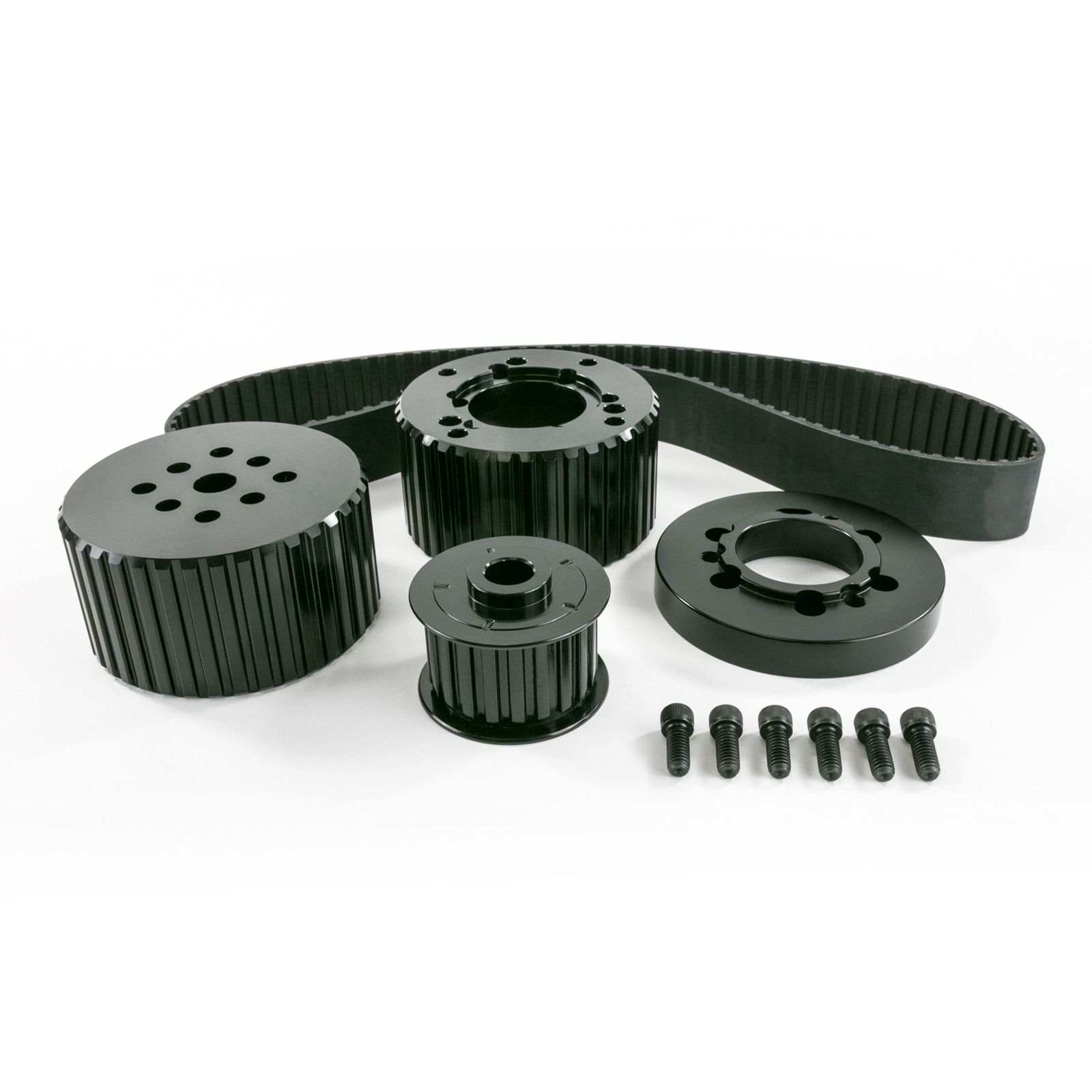 TSP Gilmer Style Pulley Kit; Billet Aluminum; BBM; Black