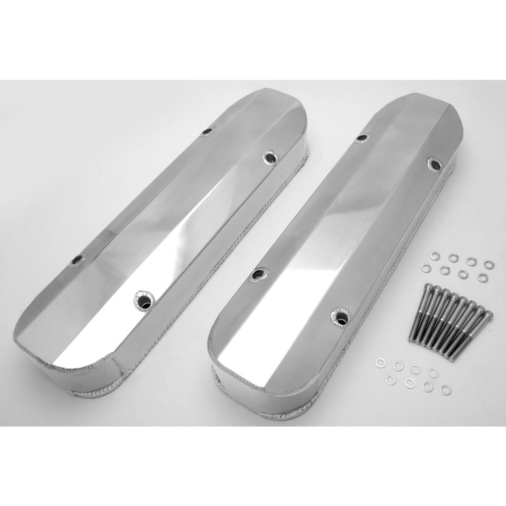 HAMBURGER'S PERFORMANCE PRODUCTS FABRICATED ALUMINUM VALVE COVERS POLISHED PONTIAC NO HOLE