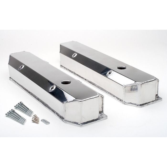 HAMBURGER'S PERFORMANCE PRODUCTS POLISHED ALUMINUM FABRICATED VALVE COVERS; MOPAR BB ENGINES; WITH HOLES/BAFFLES