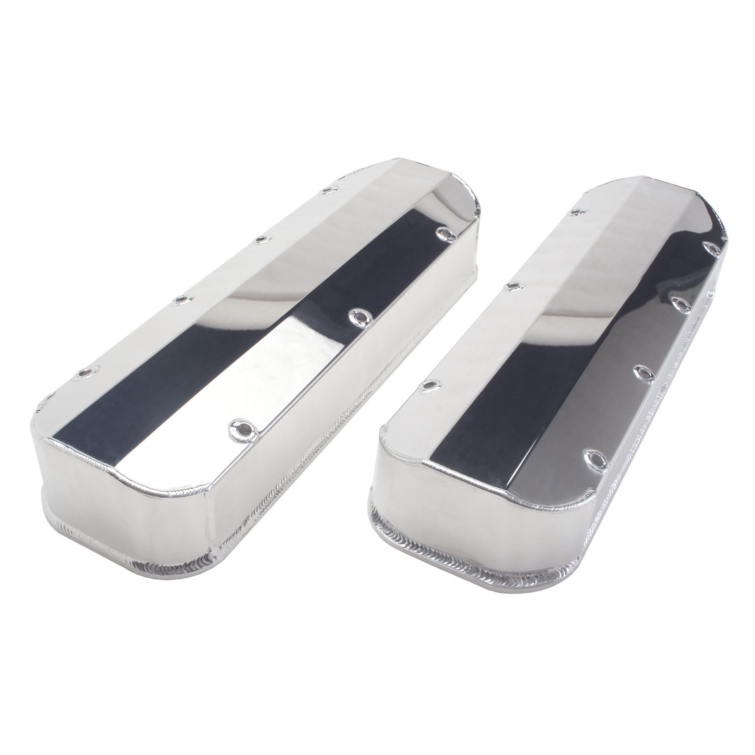 HAMBURGER'S PERFORMANCE PRODUCTS BRUSHED ALUMINUM FABRICATED VALVE COVERS; CHEVY BB ENGINES (1965-2000); NO HOLES/BAFFLES
