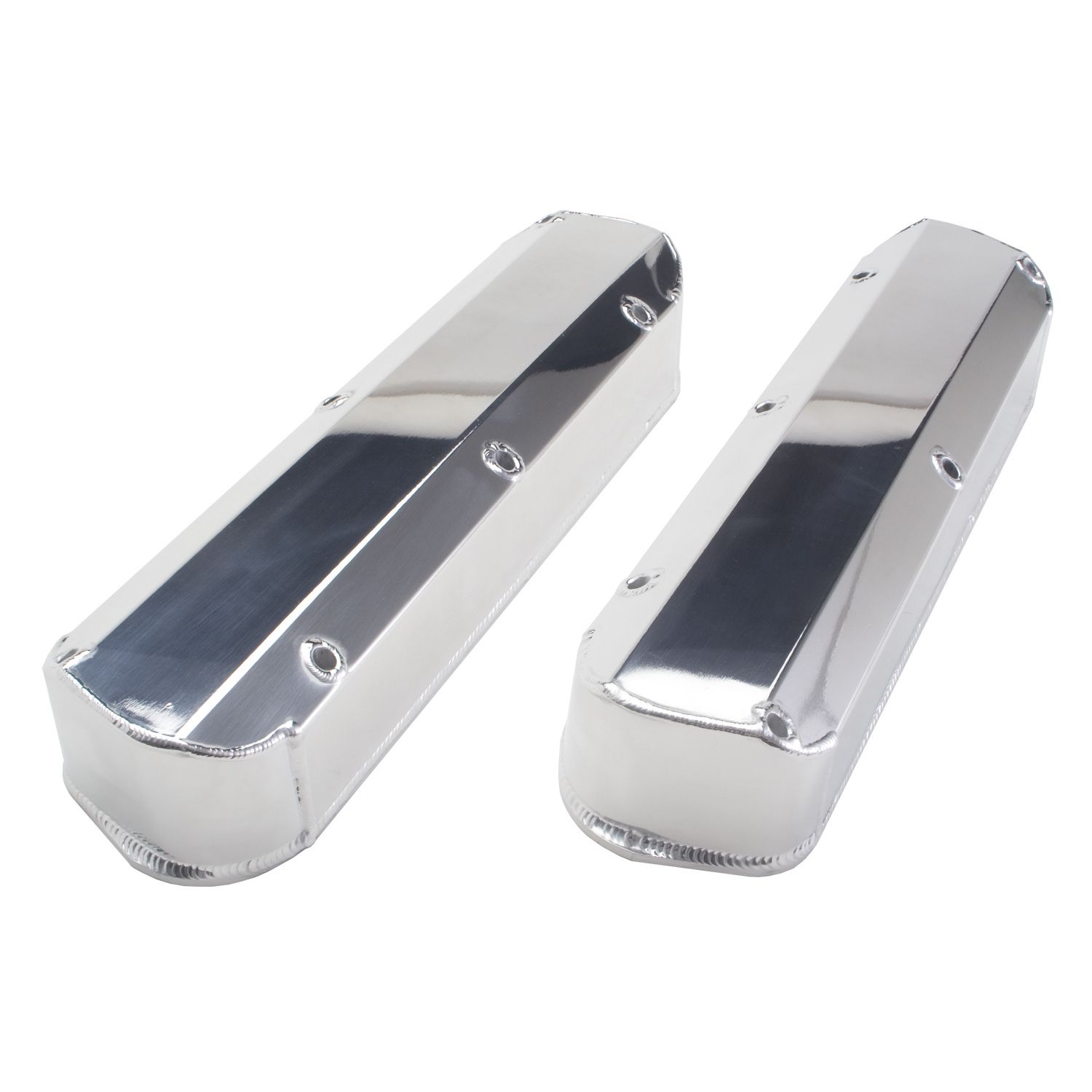 HAMBURGER'S PERFORMANCE PRODUCTS POLISHED ALUMINUM FABRICATED VALVE COVERS; FORD SB ENGINES (260, 289, 302, 351W); NO HOLES/BAFFLES