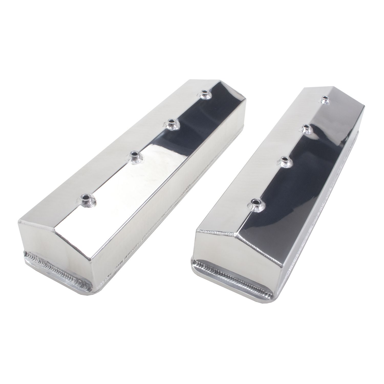 HAMBURGER'S PERFORMANCE PRODUCTS POLISHED ALUMINUM FABRICATED VALVE COVERS; CHEVY SB 5.0 AND 5.7L ENGINES (1987-99); NO HOLES/BAFFLES