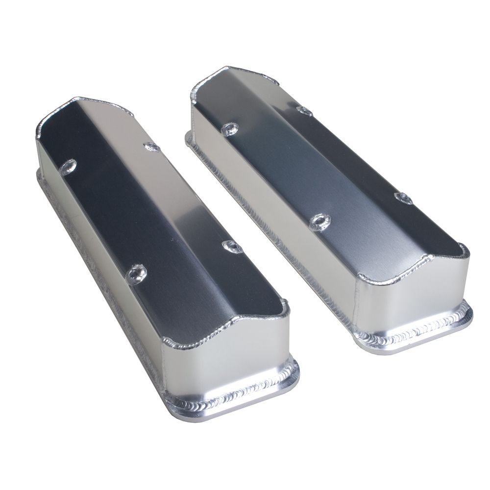 HAMBURGER'S PERFORMANCE PRODUCTS BRUSHED ALUMINUM FABRICATED VALVE COVERS; CHEVY SB ENGINES (1958-86); NO HOLES/BAFFLES