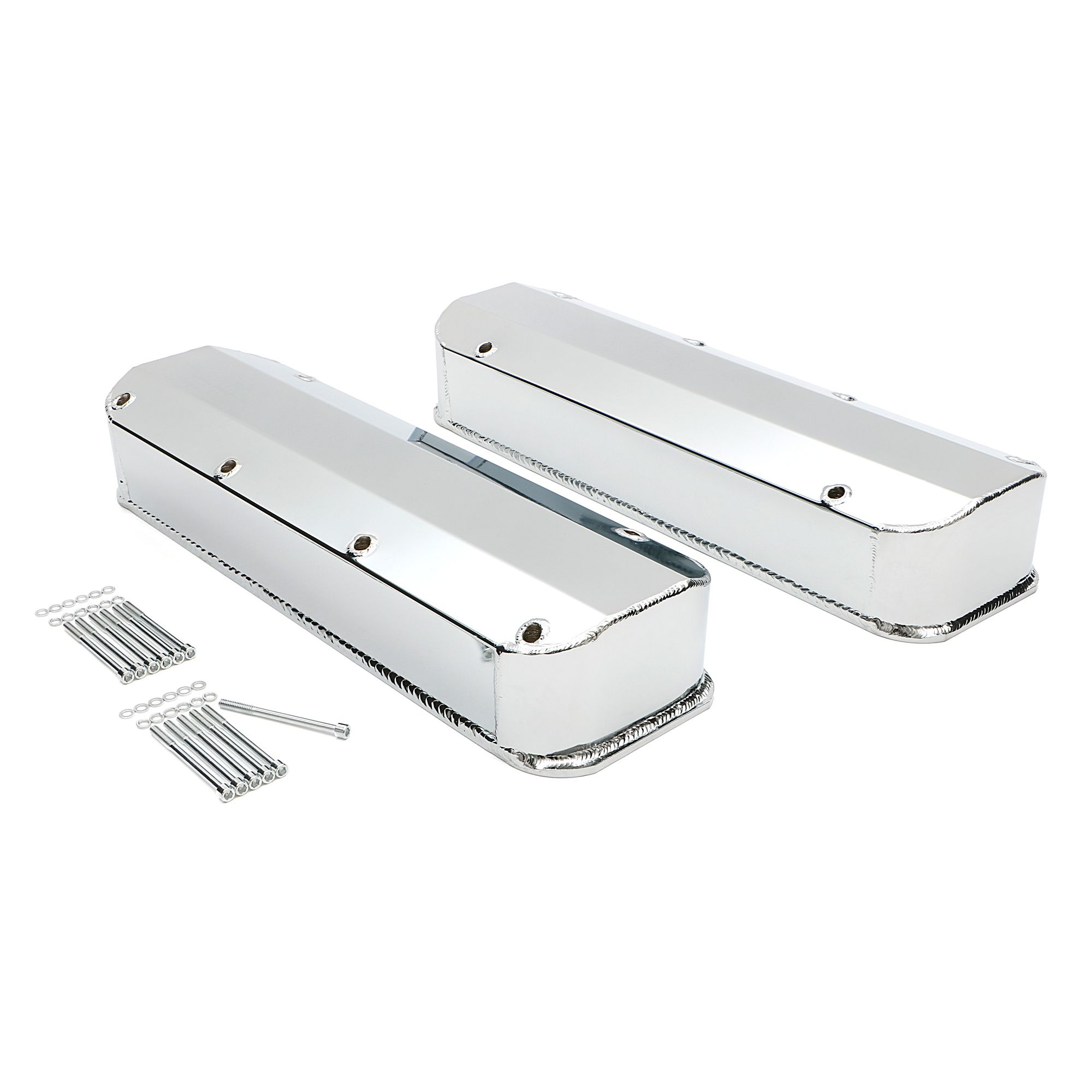 HAMBURGER'S PERFORMANCE PRODUCTS BRUSHED ALUMINUM FABRICATED VALVE COVERS; MOPAR BB ENGINES; WITH HOLES/BAFFLES