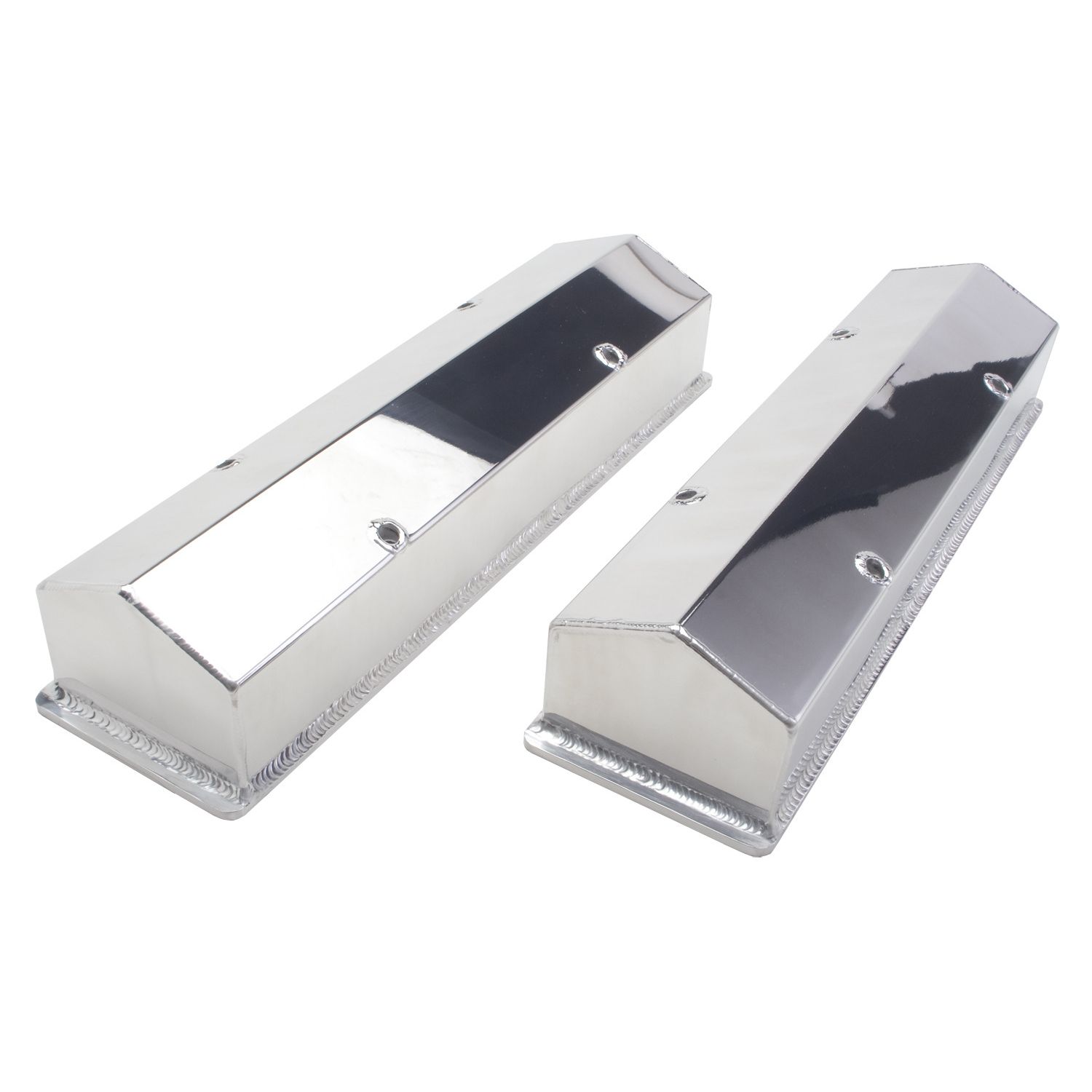 HAMBURGER'S PERFORMANCE PRODUCTS POLISHED ALUMINUM FABRICATED VALVE COVERS; CHEVY SB ENGINES (1958-86); NO HOLES/BAFFLES