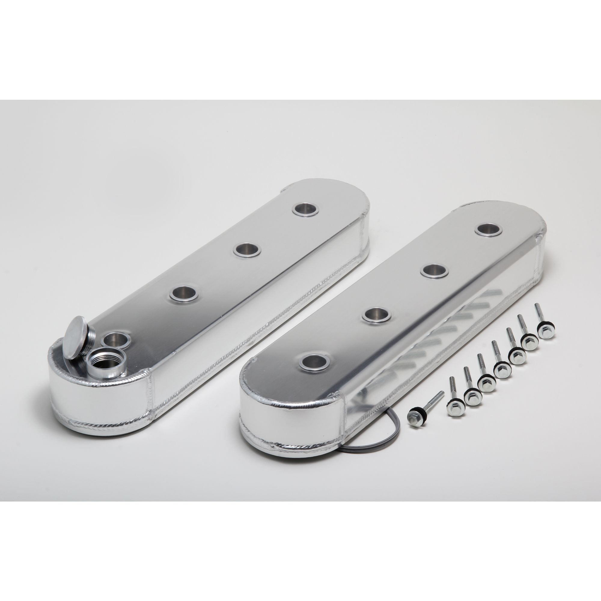 HAMBURGER'S PERFORMANCE PRODUCTS BRUSHED ALUMINUM FABRICATED VALVE COVERS; GM LS SERIES; NO BRACKET MOUNTING HOLES