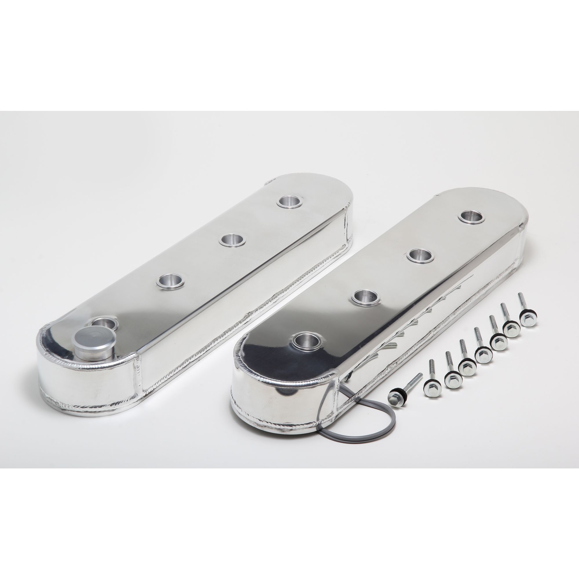HAMBURGER'S PERFORMANCE PRODUCTS FABRICATED ALUMINUM VALVE COVERS; GM LS SERIES; NO BRACKET MOUNTING HOLES- POLISHED ALUMINUM