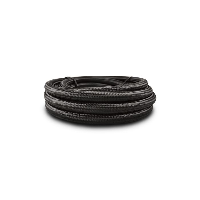 10ft Roll of Black Nylon Braided Flex Hose; AN Size: -20; Hose ID 1.125"