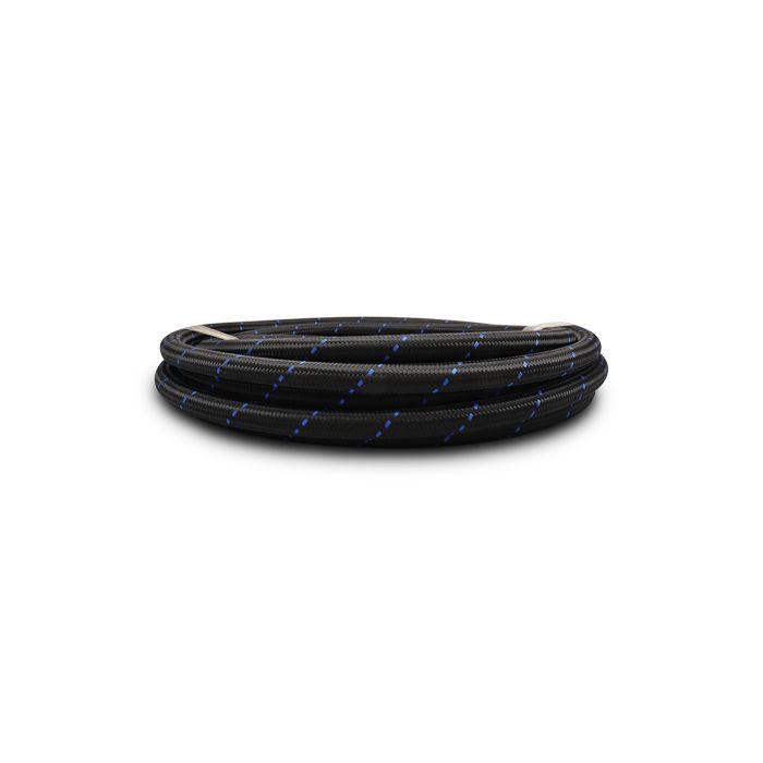 20ft Roll of Black Blue Nylon Braided Flex Hose; AN Size: -8; Hose ID: 0.44";