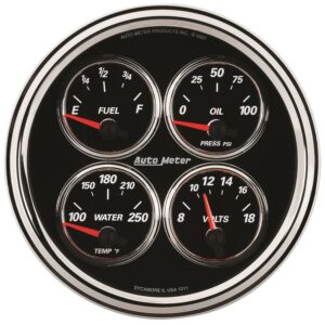 5 in. QUAD GAUGE, 100 PSI/100-250 Fahrenheit/8-18V/240-33 O, DESIGNER BLACK II