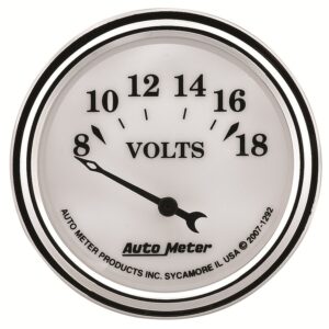 2-1/16 in. VOLTMETER, 8-18V, OLD-TYME WHITE II