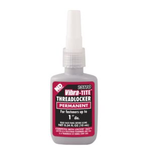 Vibra-TITE Threadlocker, Permanent Strength, Red, 10ml Bottle.