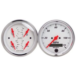 2 PC. GAUGE KIT, 3-3/8 in. QUAD & SPEEDOMETER, 240-33 O, ARCTIC WHITE