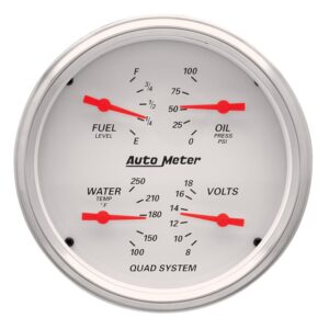 5 in. QUAD GAUGE, 100 PSI/100-250 Fahrenheit/8-18V/240-33 O, ARCTIC WHITE