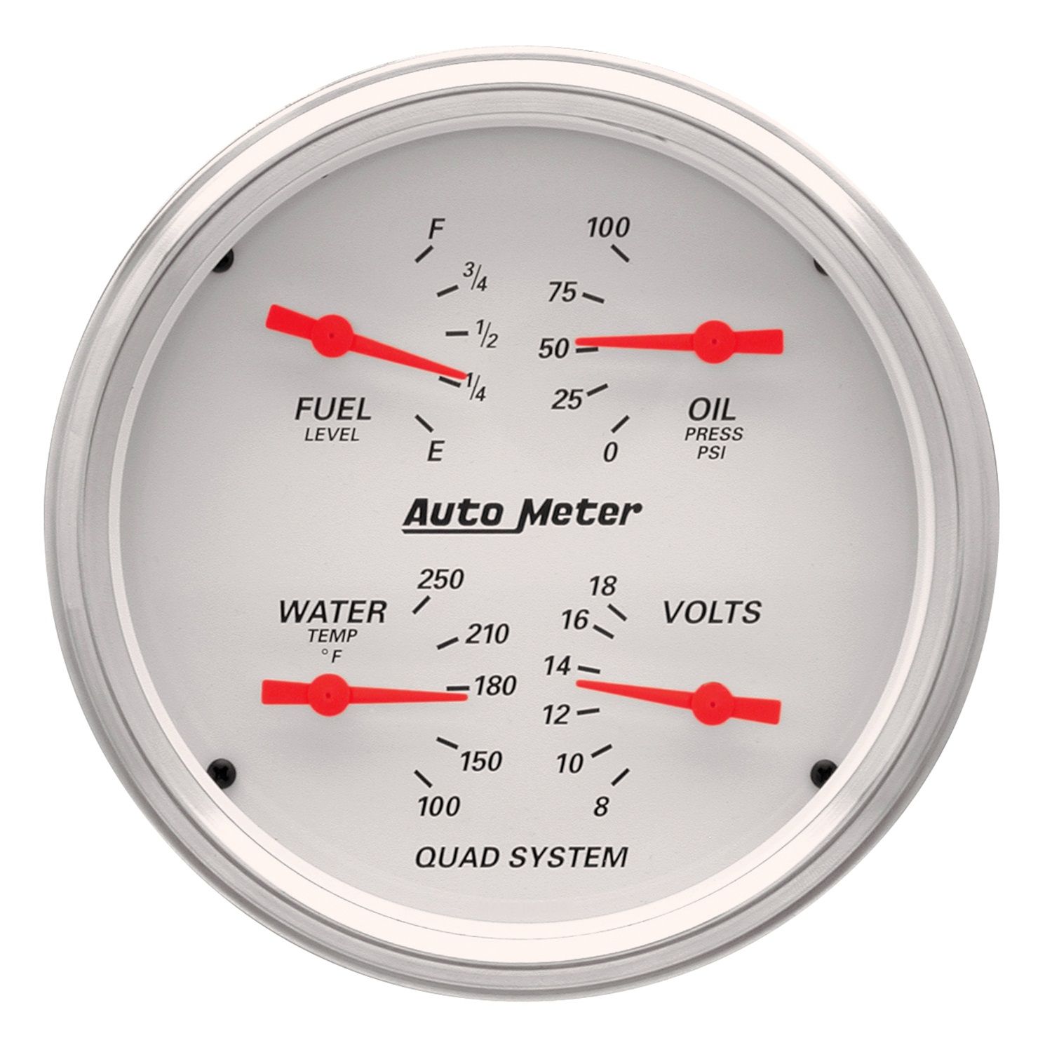5 in. QUAD GAUGE, 100 PSI/100-250 Fahrenheit/8-18V/240-33 O, ARCTIC WHITE
