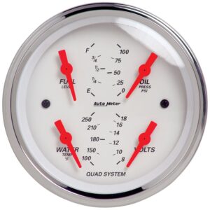 3-3/8 in. QUAD GAUGE, 100 PSI/100-250 Fahrenheit/8-18V/240-33 O, ARCTIC WHITE