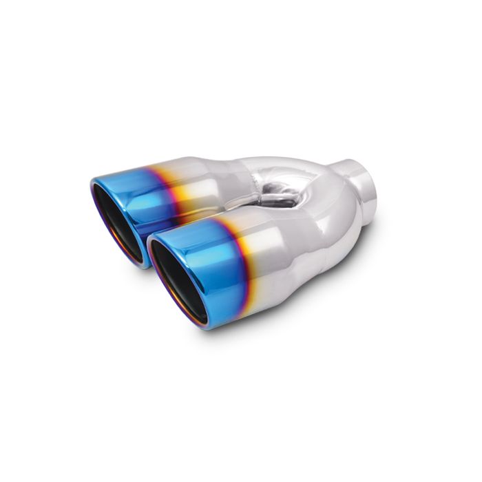 Dual 3.5" Round Stainless Steel Tips with Burnt Blue Finish