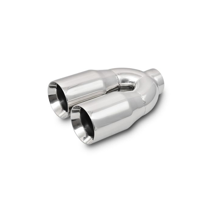 Dual 3.5" Round Stainless Steel Tips (Double Wall, Straight Cut)