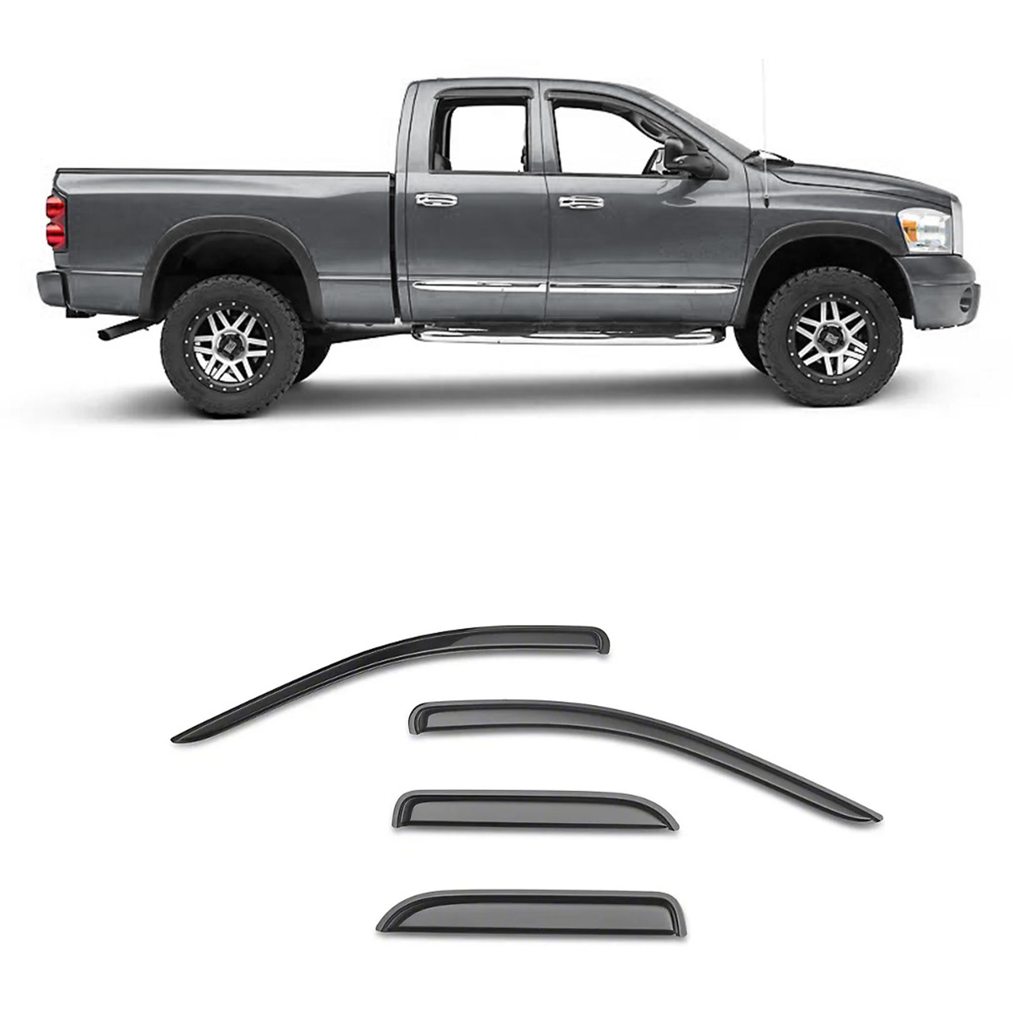 Black Horse Off Road Rain Guards Smoke Acrylic 14-94101