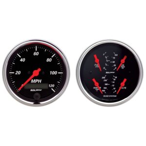2 PC. GAUGE KIT, 3-3/8 in. QUAD & SPEEDOMETER, 240-33 O, DESIGNER BLACK