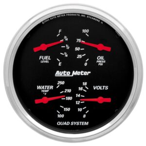 5 in. QUAD GAUGE, 100 PSI/100-250 Fahrenheit/8-18V/240-33 O, DESIGNER BLACK