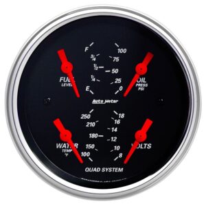 3-3/8 in. QUAD GAUGE, 100 PSI/100-250 Fahrenheit/8-18V/240-33 O, DESIGNER BLACK