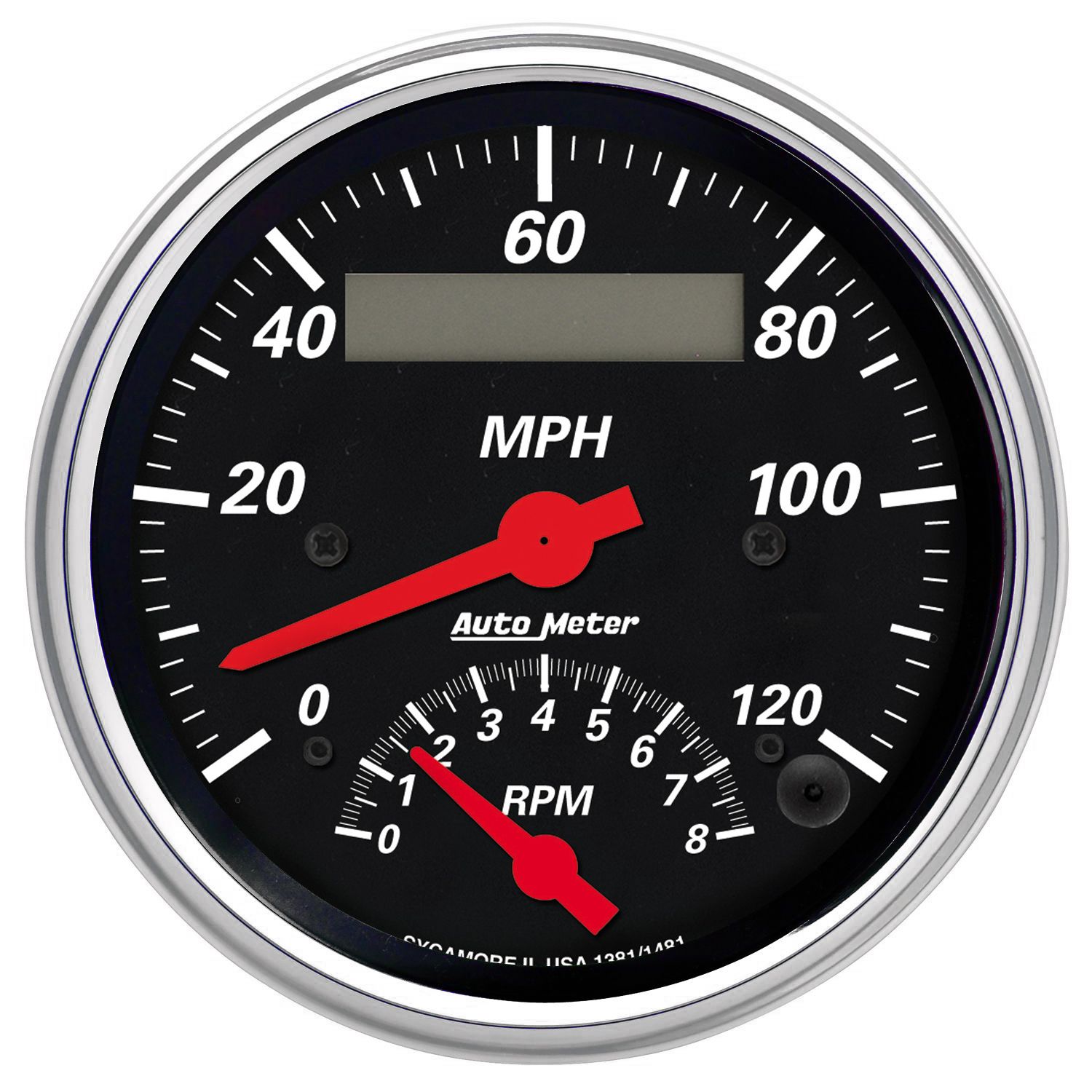 3-3/8 in. TACHOMETER/SPEEDOMETER COMBO, 8K RPM/120 MPH, DESIGNER BLACK