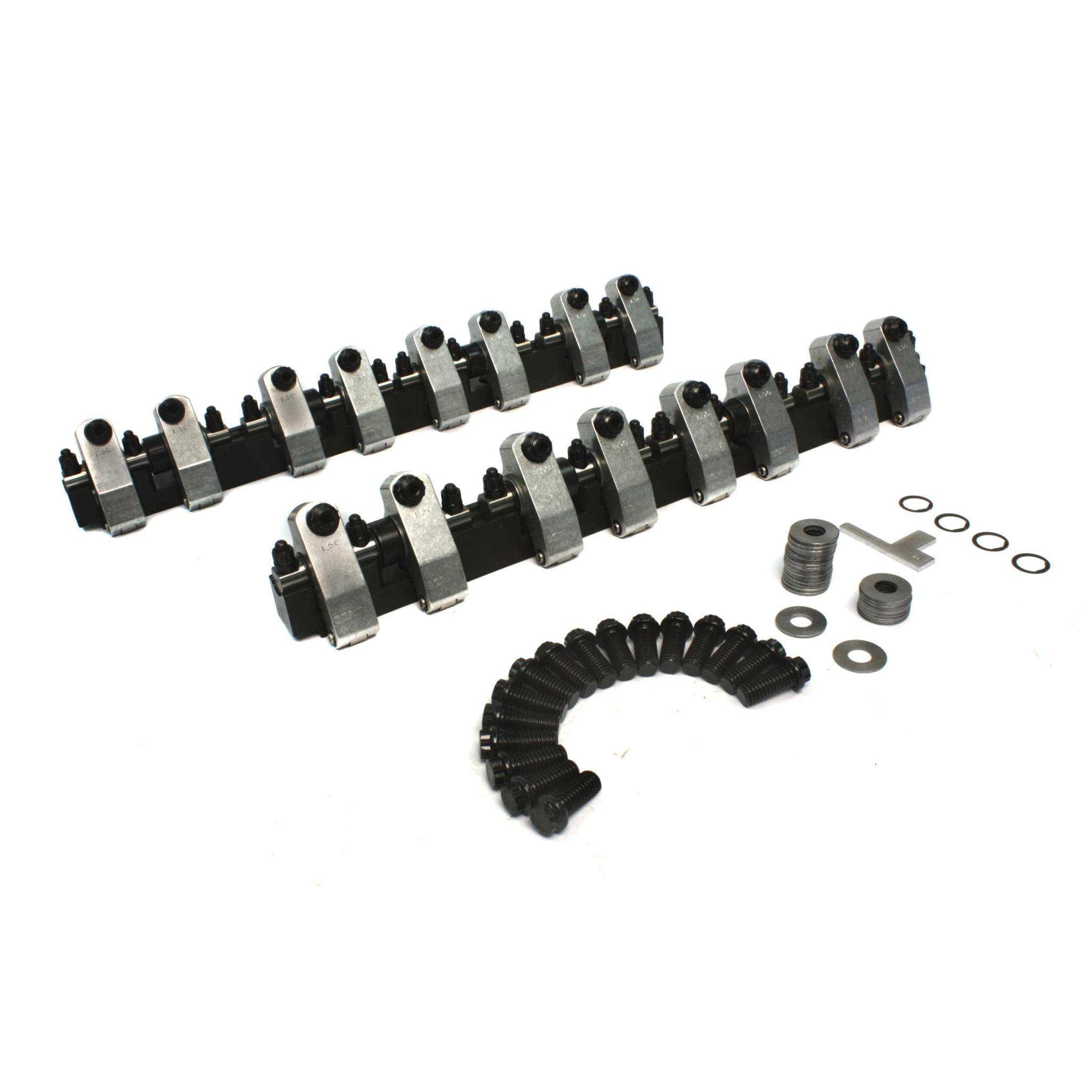 Shaft-Mount Aluminum 1.6/1.5 Ratio Rocker Kit for Pontiac and SBC w/ Brodix