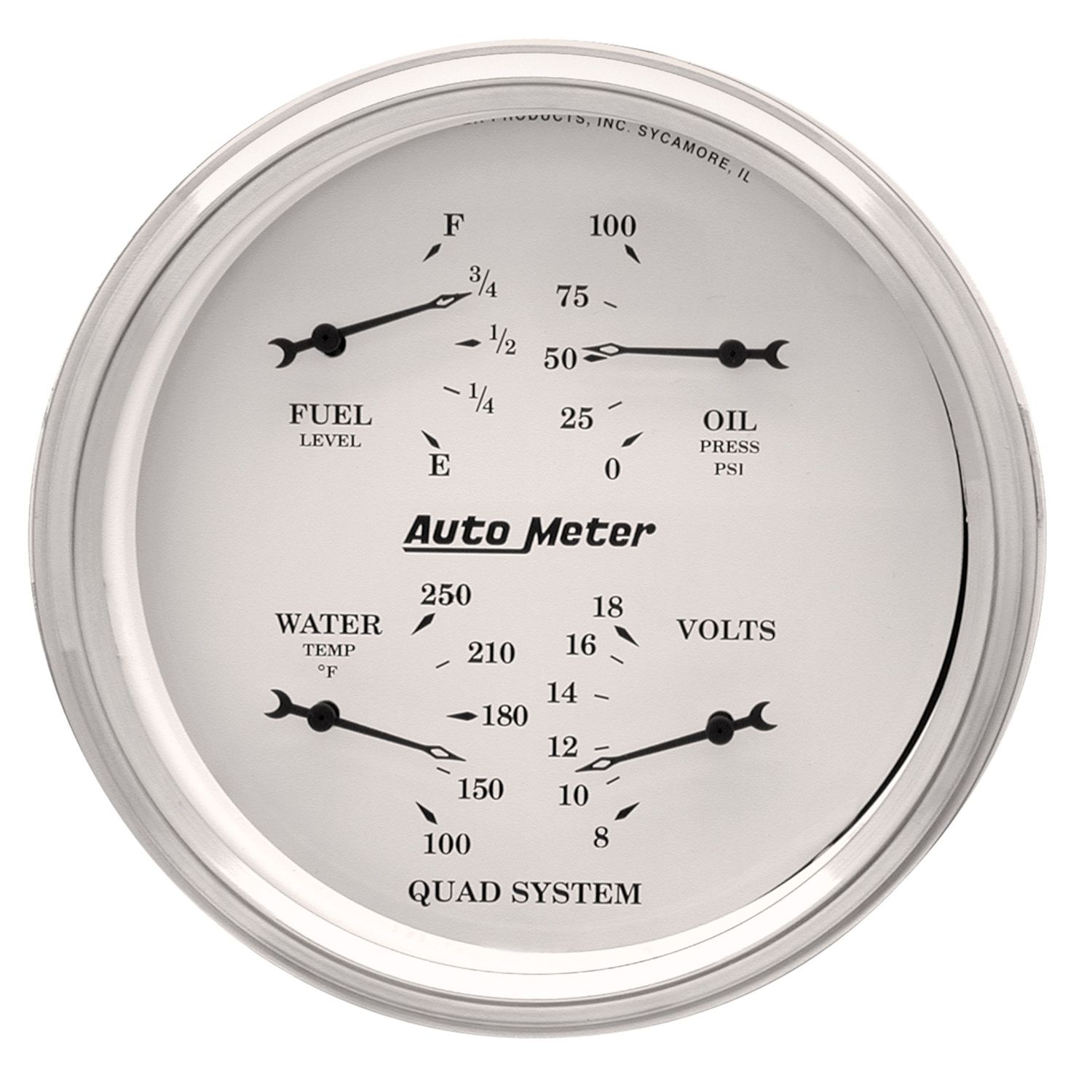 5 in. QUAD GAUGE, 100 PSI/100-250 Fahrenheit/8-18V/240-33 O, OLD-TYME WHITE