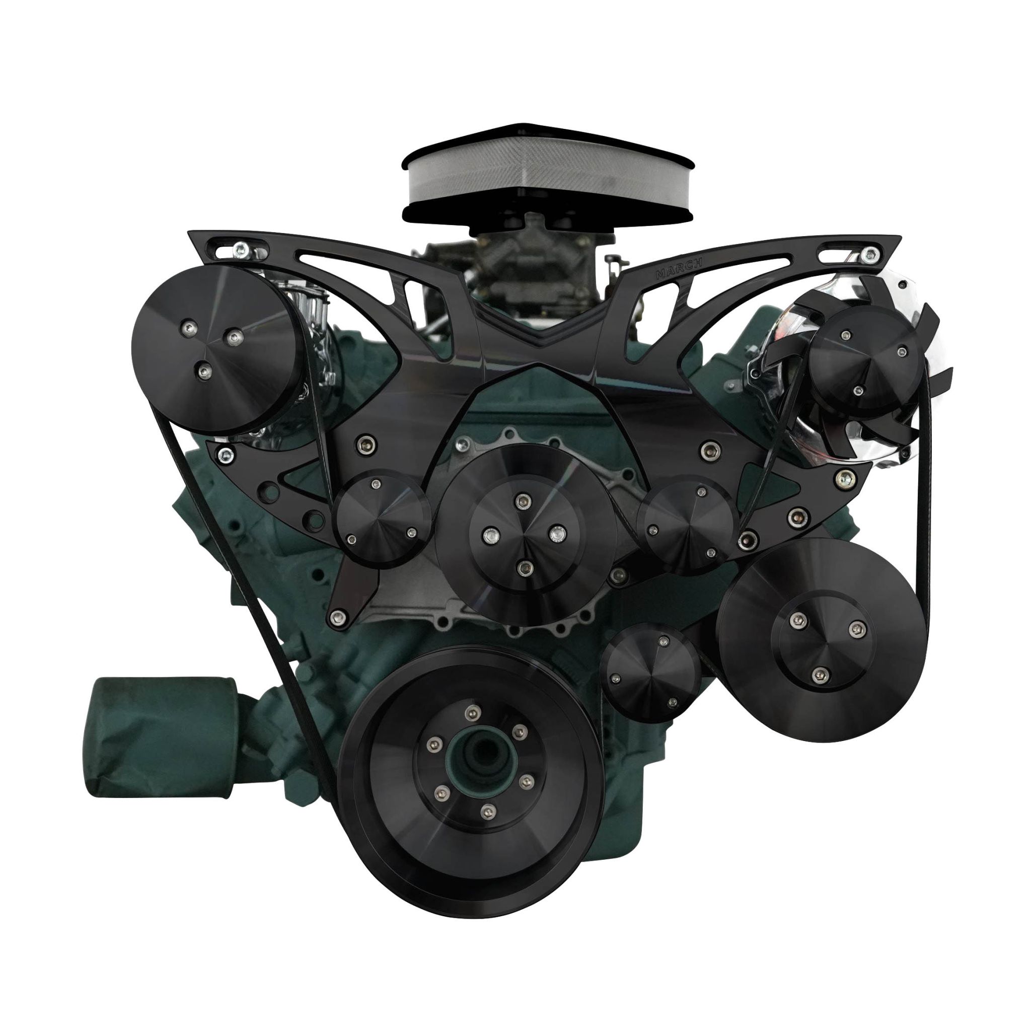 Big Block Buick Style Track Serpentine Kit - AC & PS - Black