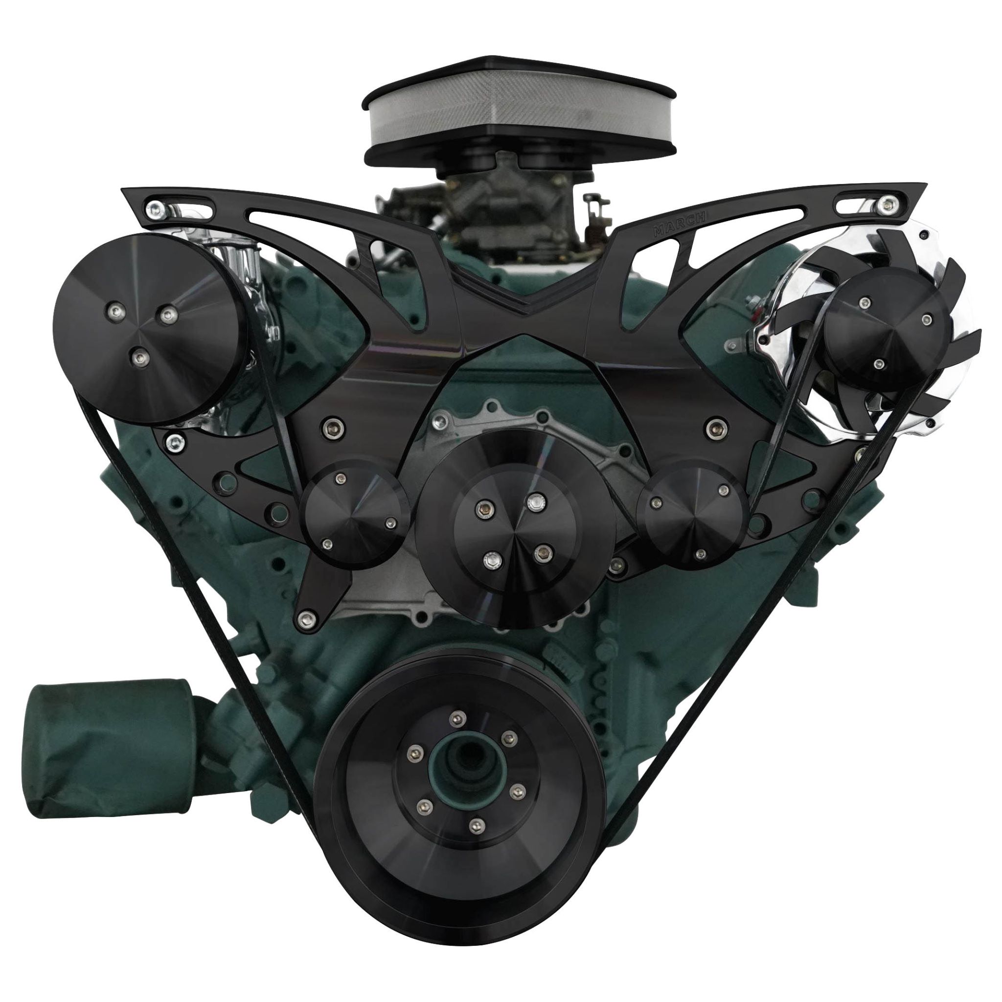 Big Block Buick Style Track Serpentine Kit - AC & ALT - Black