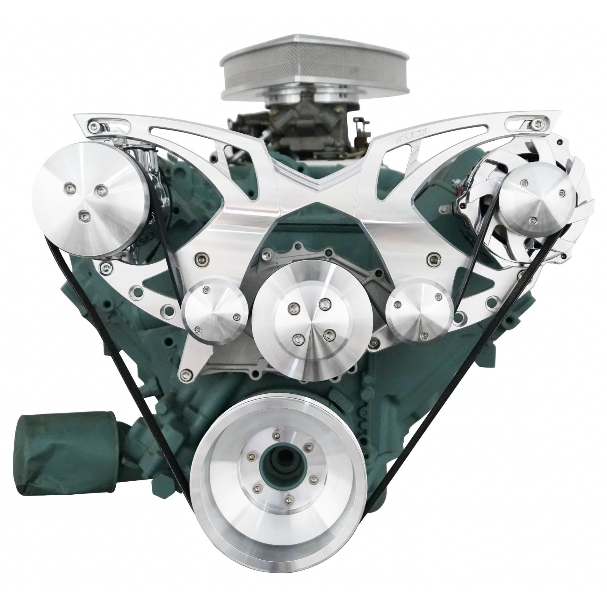 Big Block Buick Style Track Serpentine Kit - AC & ALT - Chrome