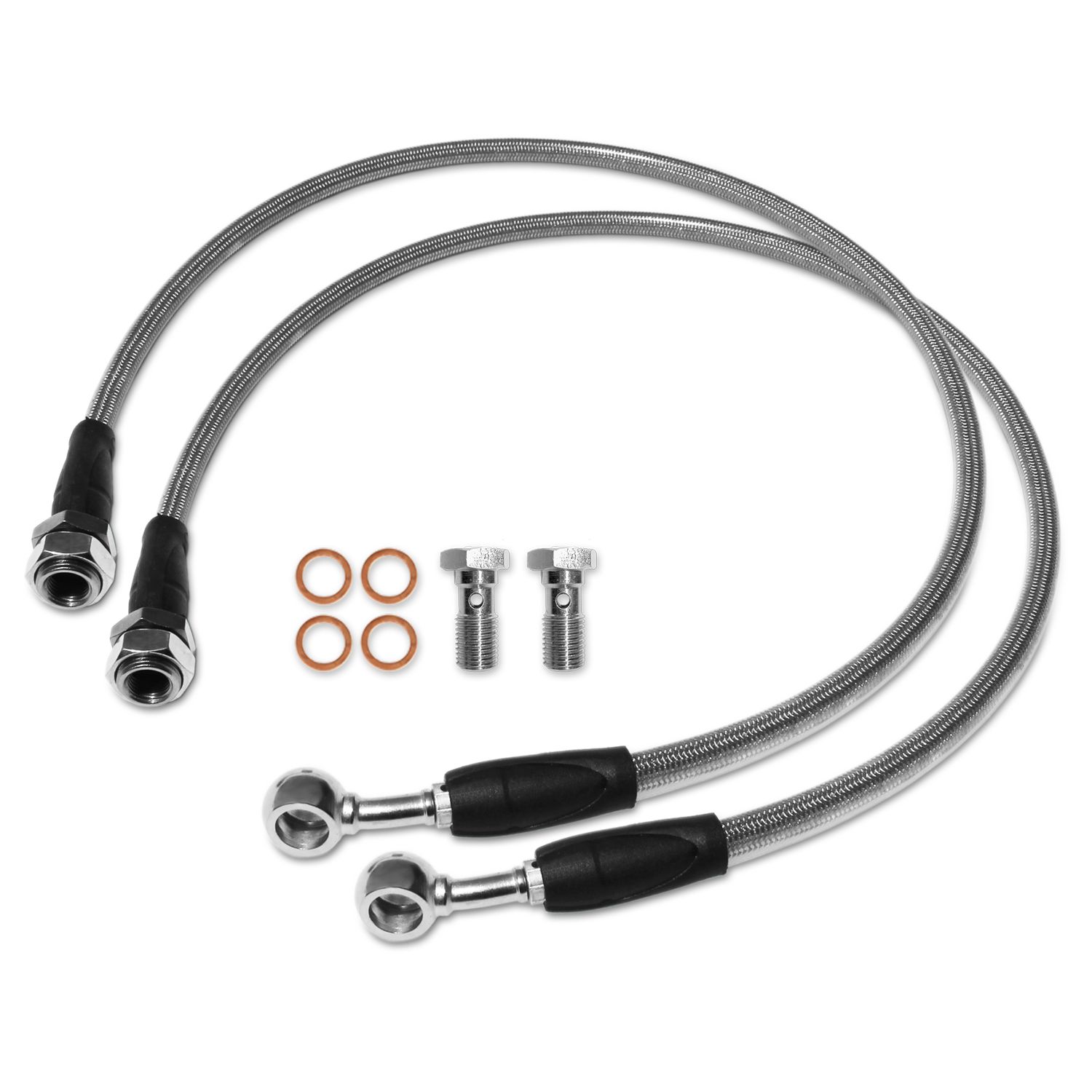 RSO Suspension - 170107-408705 - Rear Brake Lines Stainless Steel Length: 65cm-25.7in - 07-18 Jeep Wrangler JK/JKU
