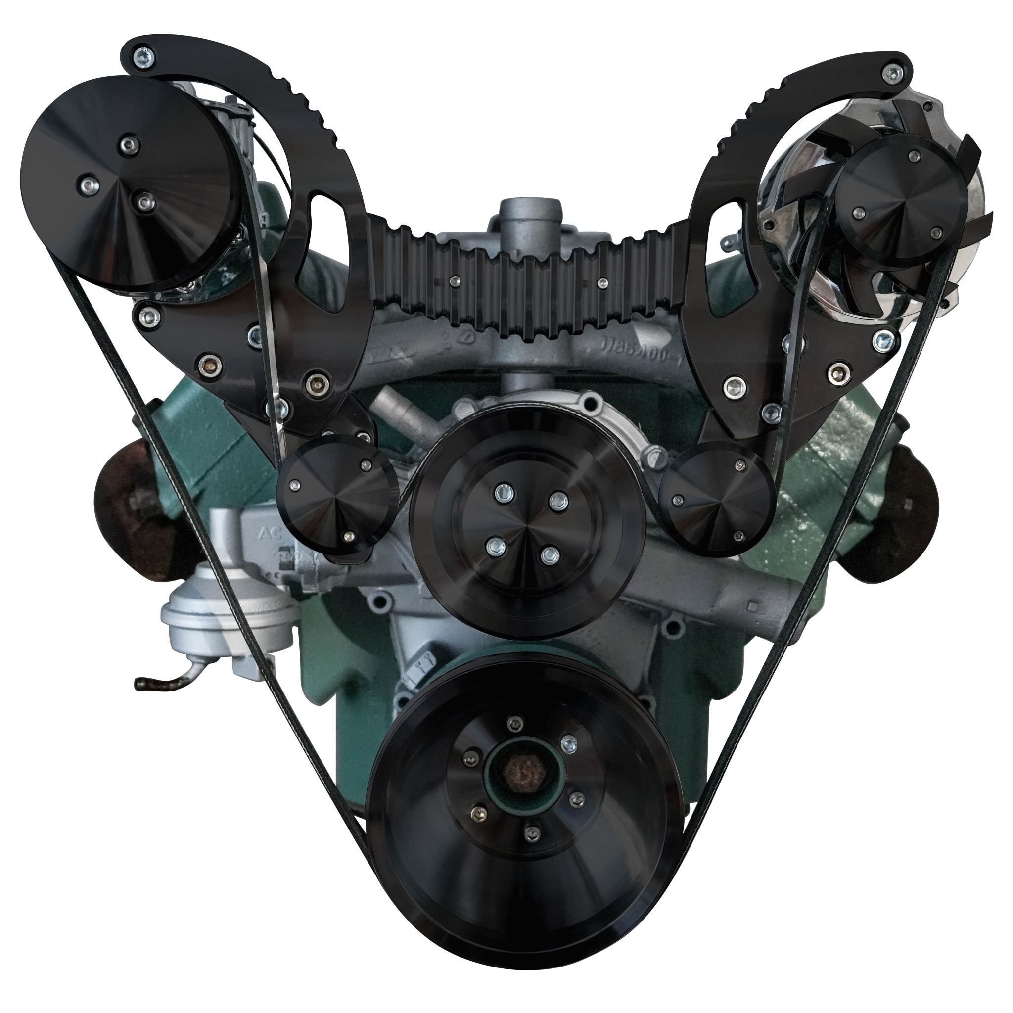Buick Nailhead Serpentine System - AC & ALT - Black