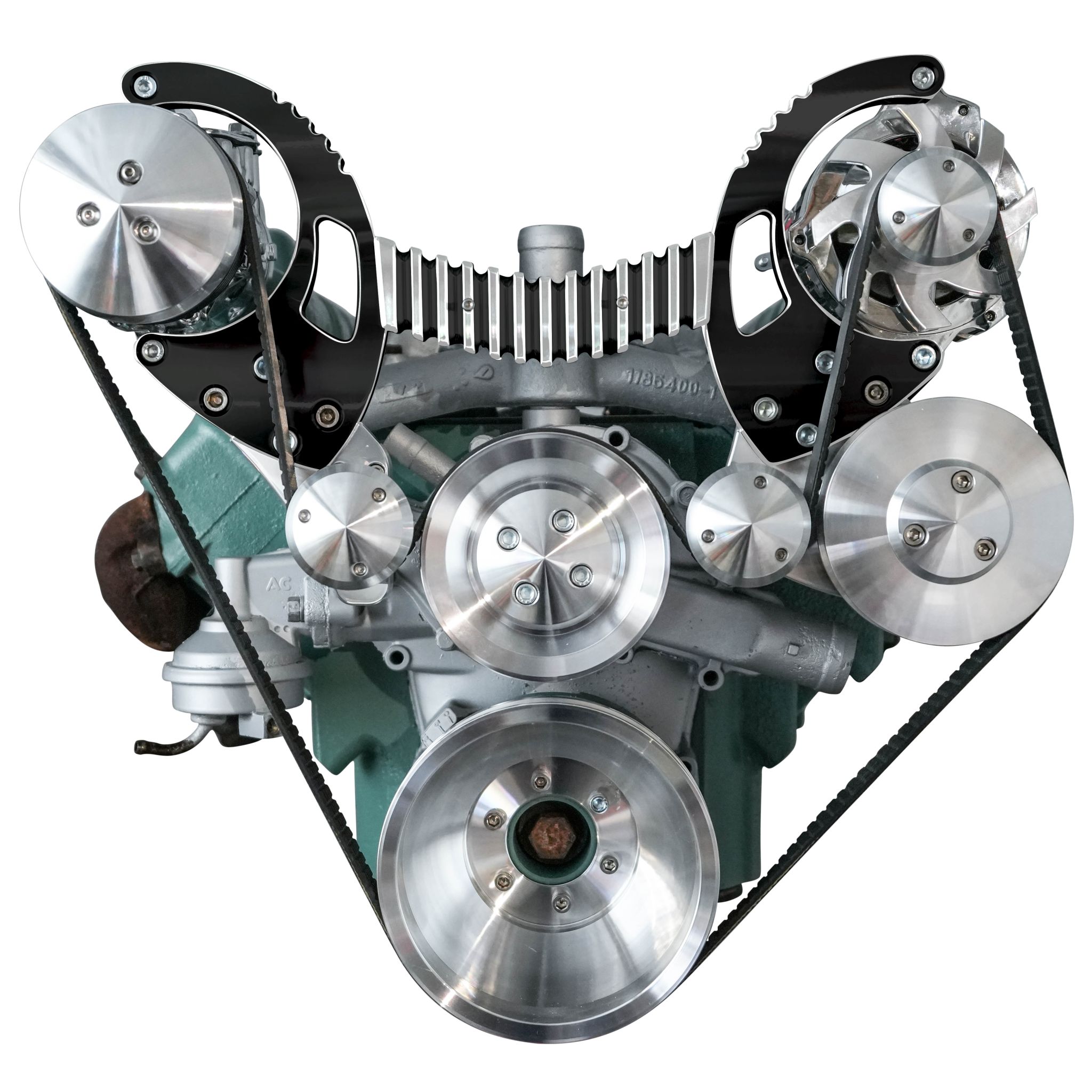 Buick Nailhead Serpentine System - AC & PS - Black Onyx