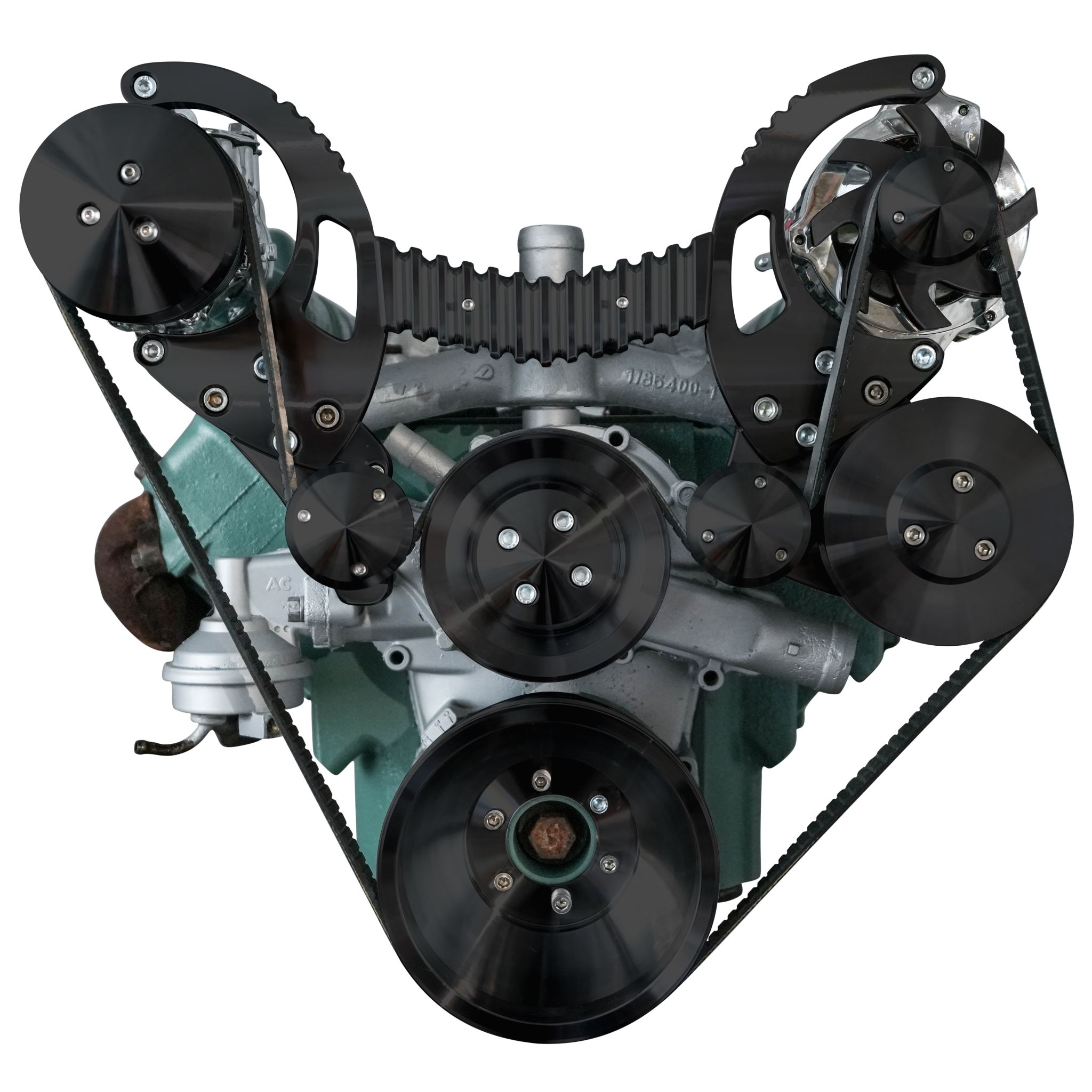Buick Nailhead Serpentine System - AC & PS - Black