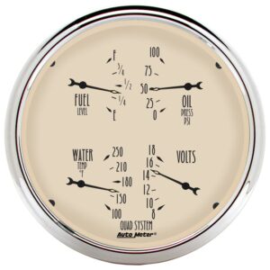 5 in. QUAD GAUGE, 100 PSI/100-250 Fahrenheit/8-18V/240-33 O, ANTIQUE BEIGE