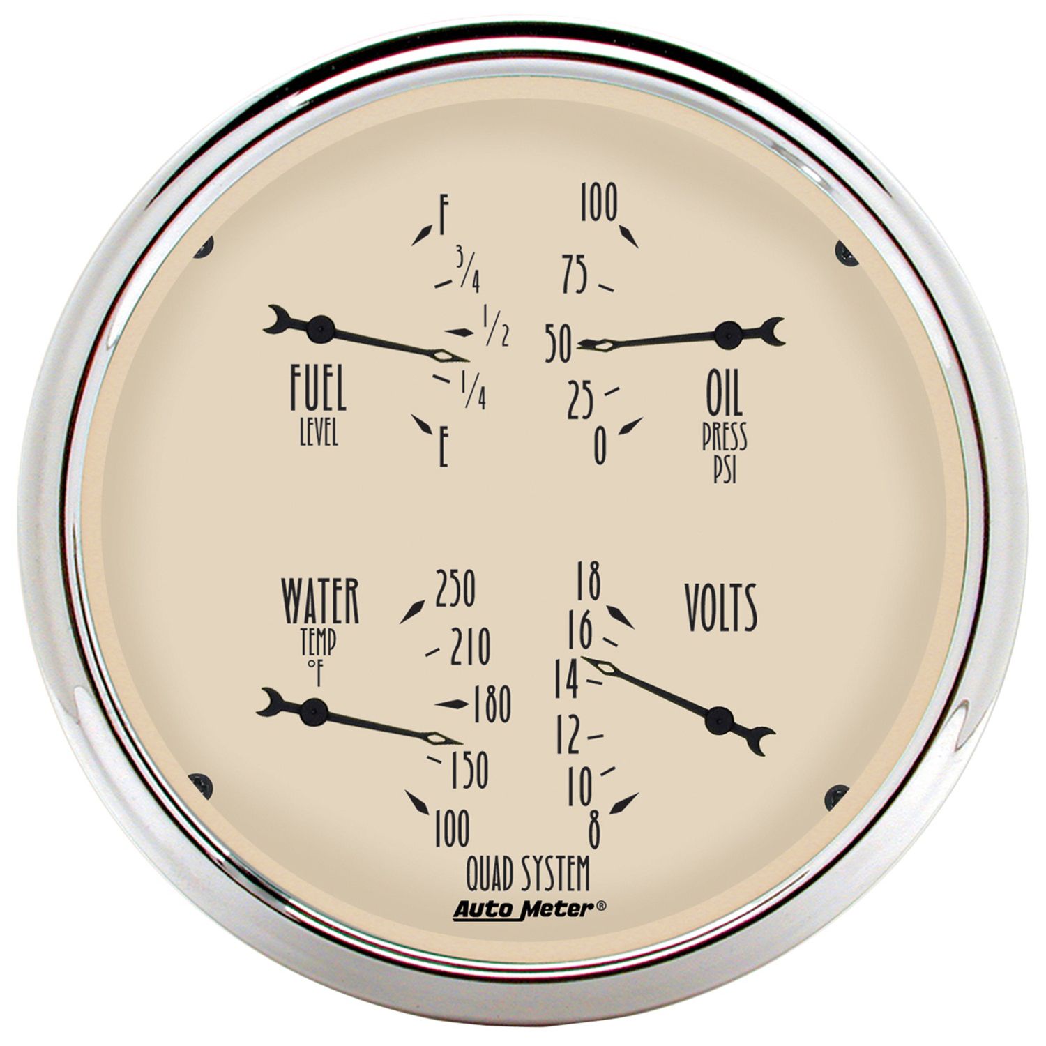 5 in. QUAD GAUGE, 100 PSI/100-250 Fahrenheit/8-18V/240-33 O, ANTIQUE BEIGE