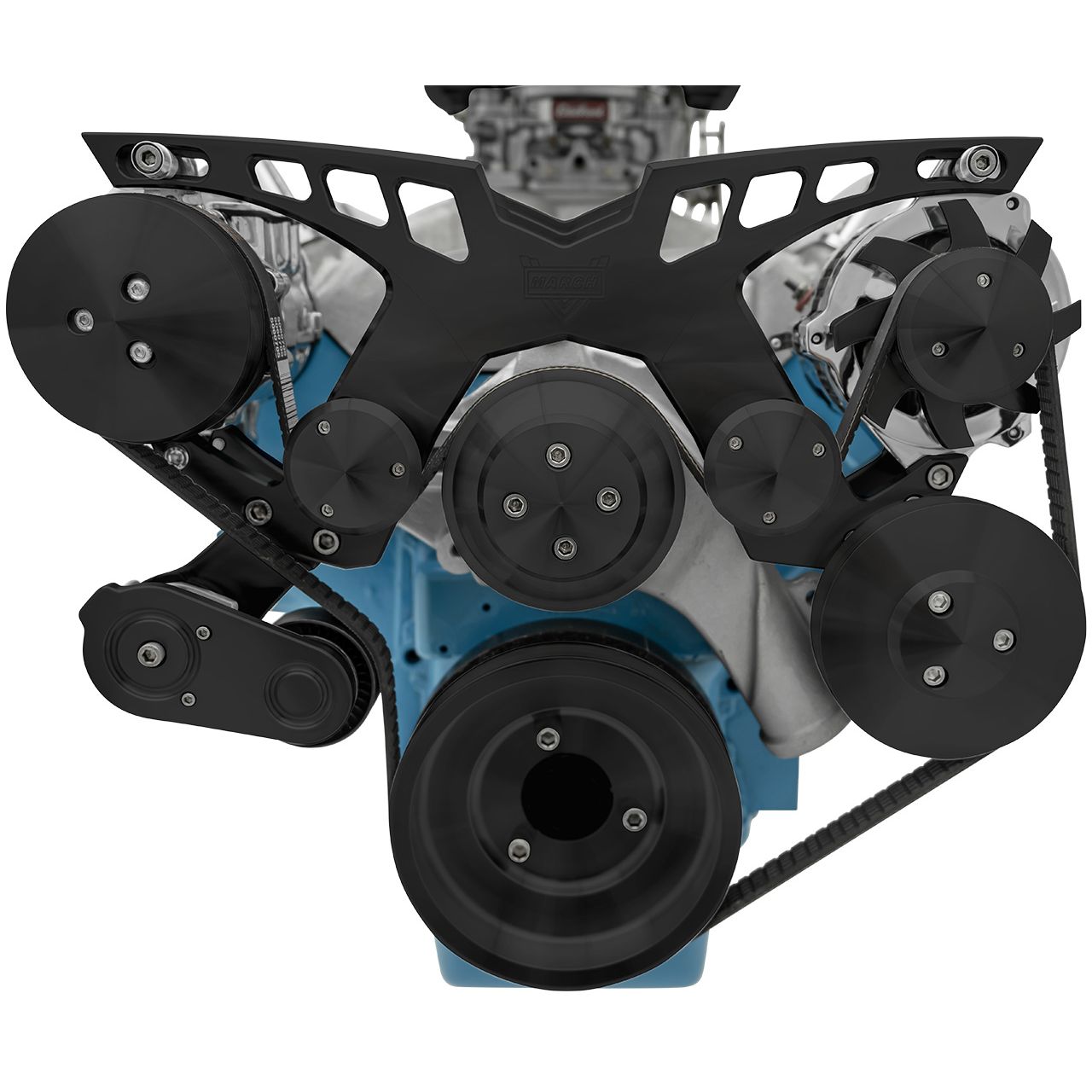 Ford FE Pro-Track Serpentine System - AC & PS - Black