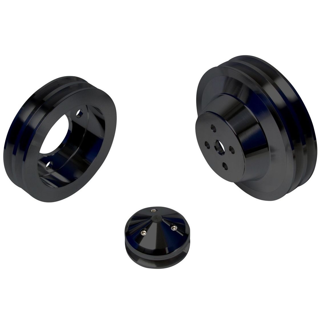 Ford FE V-Belt Pulley Kit - 2V - Black