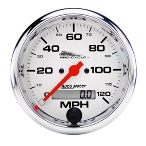 3-3/4 in. SPEEDOMETER, 0-120 MPH, WHITE, PRO-CYCLE