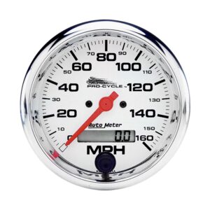 3-3/4 in. SPEEDOMETER, 0-160 MPH, WHITE, PRO-CYCLE