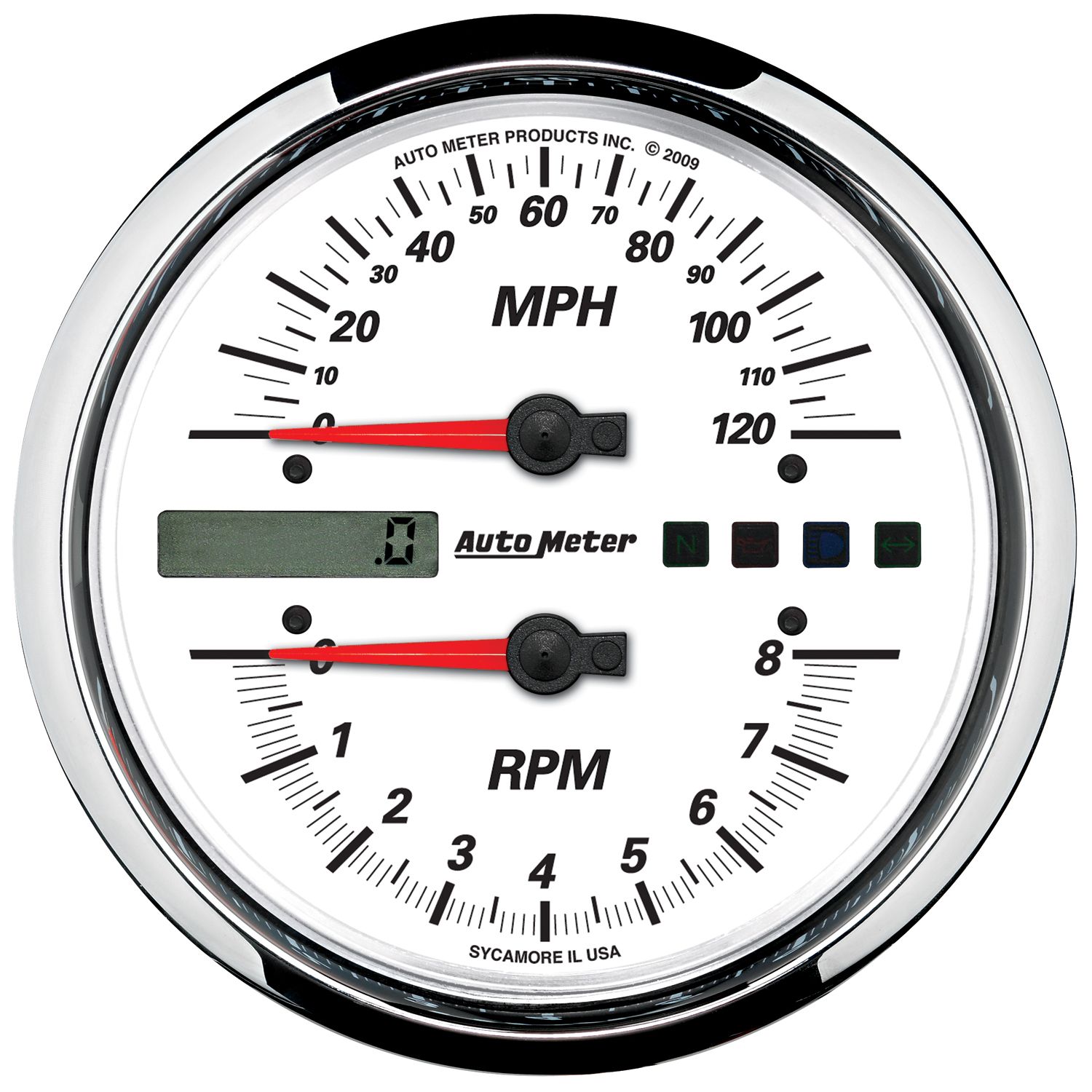 5 in. DIRECT FIT TACHOMETER/SPEEDOMETER COMBO, 8K RPM/120 MPH, WHITE, PRO-CYCLE