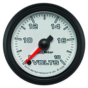 2-1/16 in. VOLTMETER, 8-18V, WHITE, PRO-CYCLE