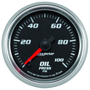 2-1/16 in. OIL PRESSURE, 0-100 PSI, BLACK, PRO-CYCLE