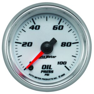 2-1/16 in. OIL PRESSURE, 0-100 PSI, WHITE, PRO-CYCLE