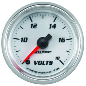 2-1/16 in. VOLTMETER, 8-18V, WHITE, PRO-CYCLE