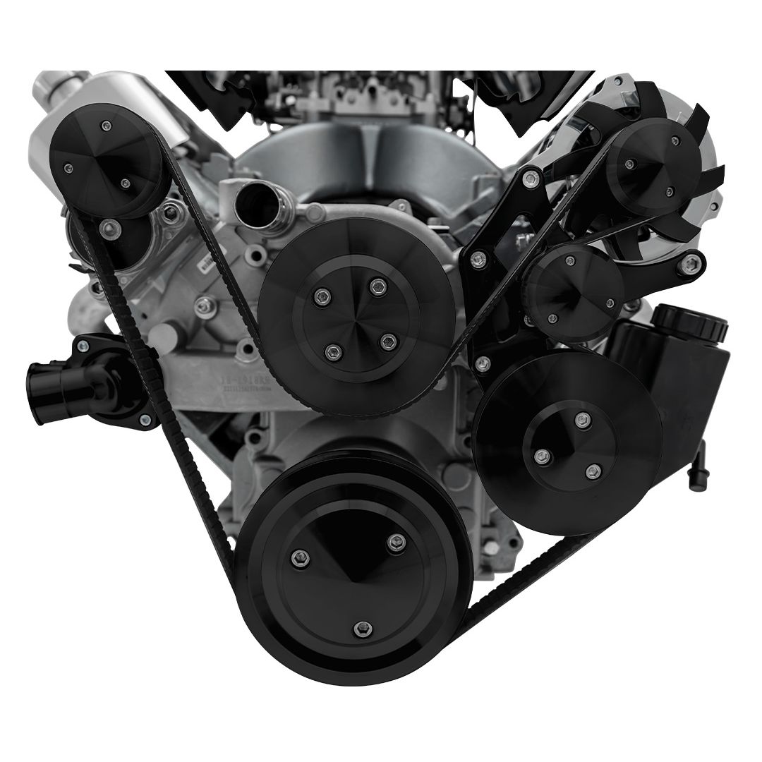 Chevy LS Pro Track Serpentine System - PS & ALT - Black