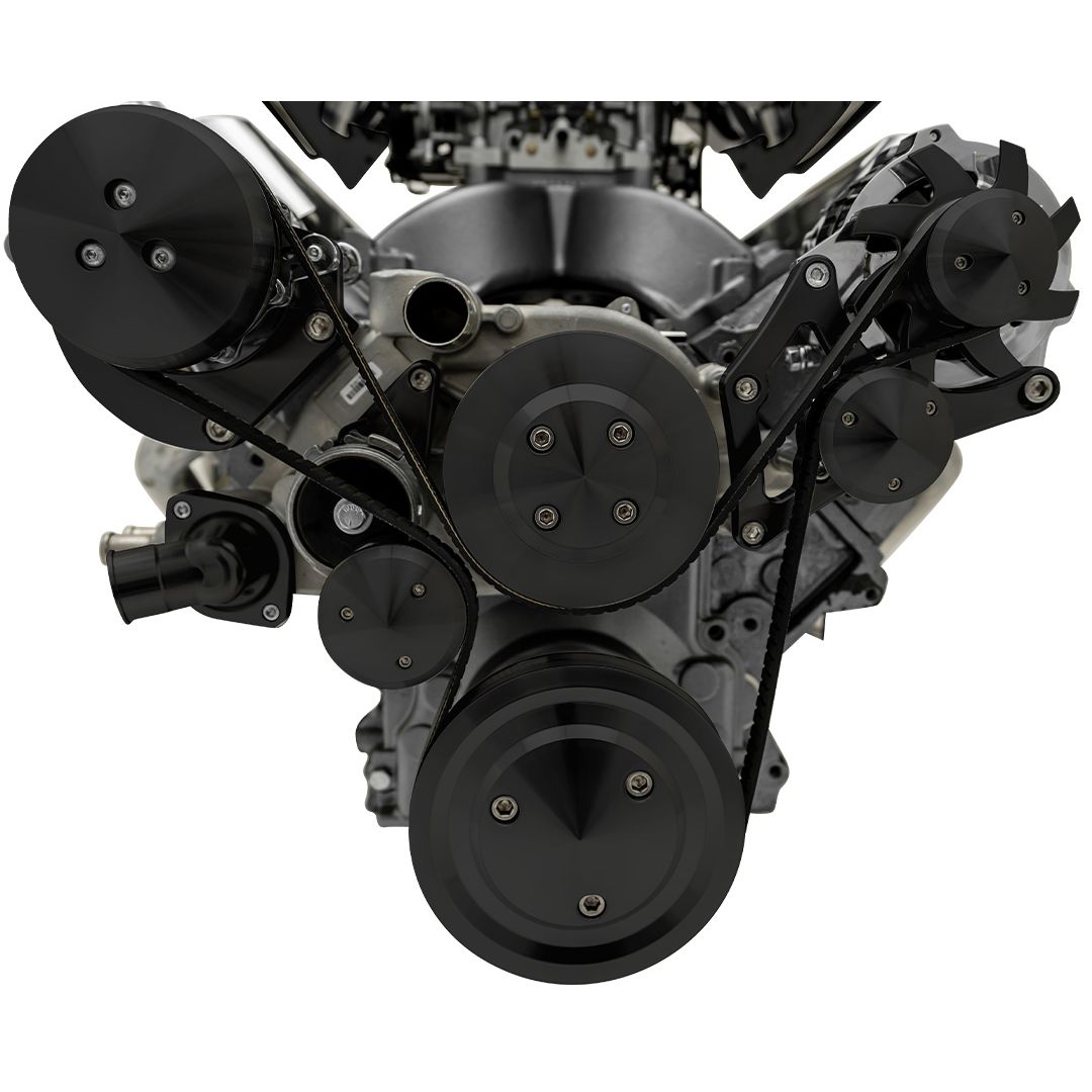 Chevy LS Pro Track Serpentine System - AC & ALT - Black